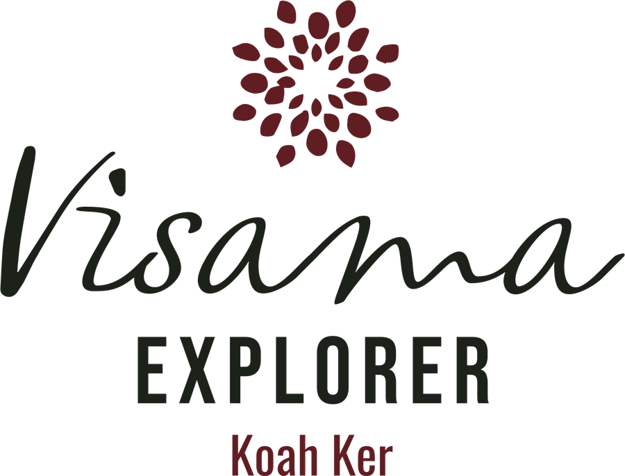 Visama Explorer Koah Ker: the same mark with a Khmer red flower, EXPLORER, and Koah Ker