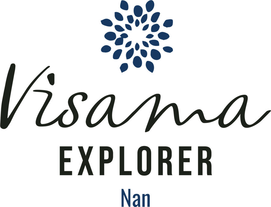 Visama Explorer Nan: the same mark with an indigo flower, EXPLORER and Nan
