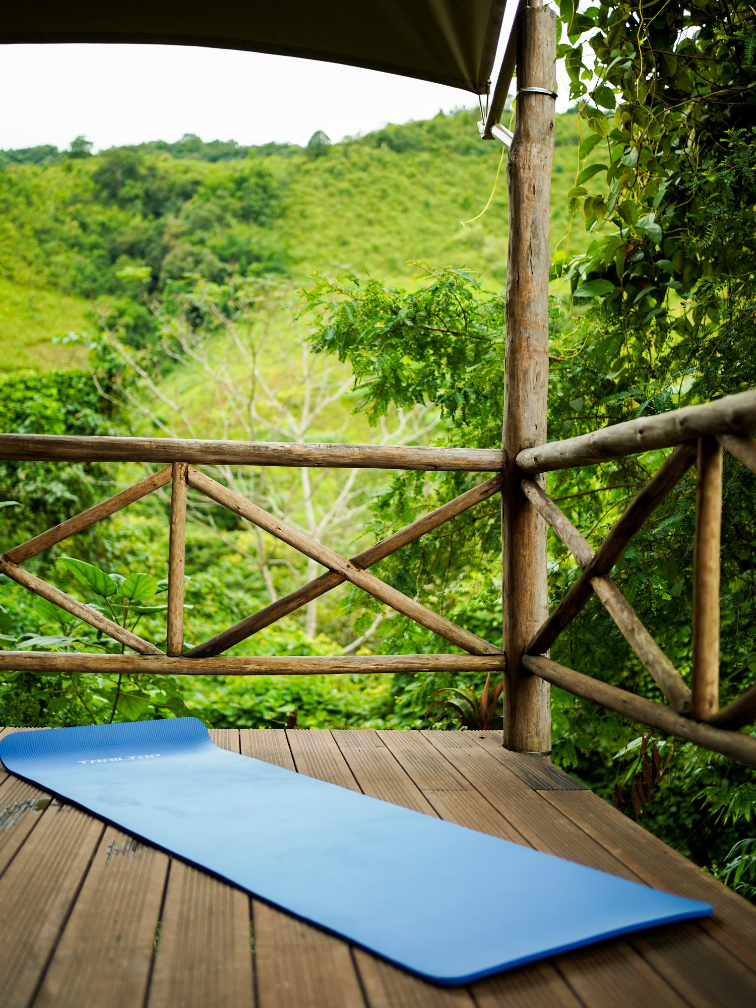 A yoga mat laid out at the sala