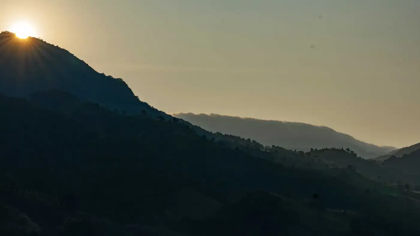 Layered ridges above the Nan valley at sunrise