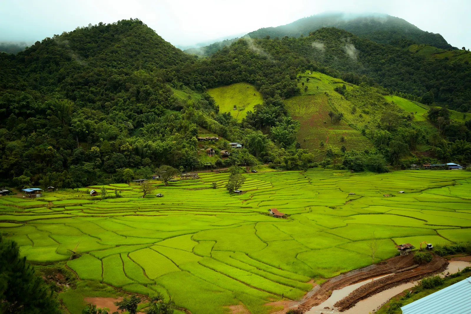 Rice terraces and the mountains of Ban Wen