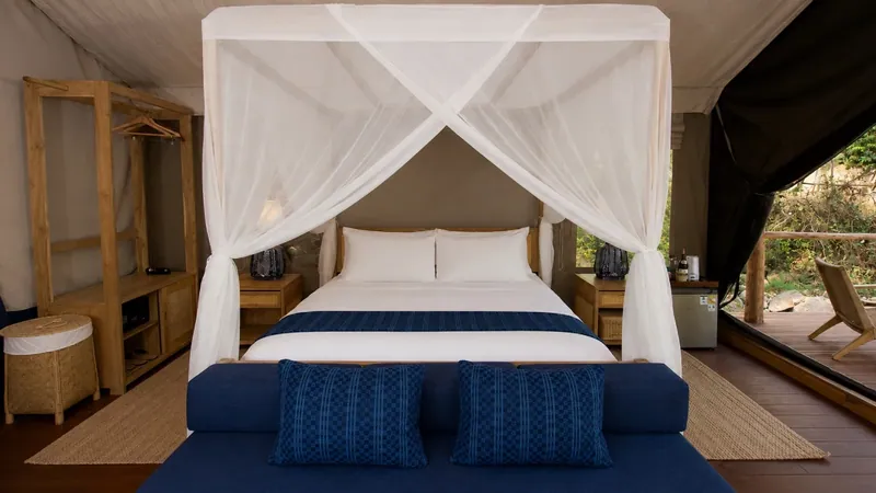 Nanthaburi tent with a blue daybed